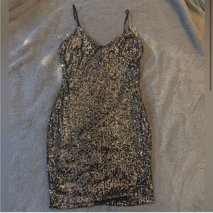 Iris Glittering Black Sequin Mini Dress